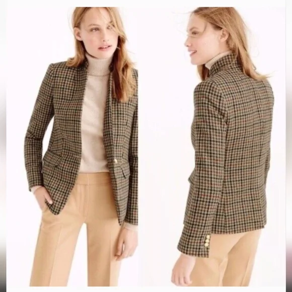 J.crew Regent Blazer with Moon London Fabric Houndstooth Tweed 100% Wool Blazer - Picture 9 of 9
